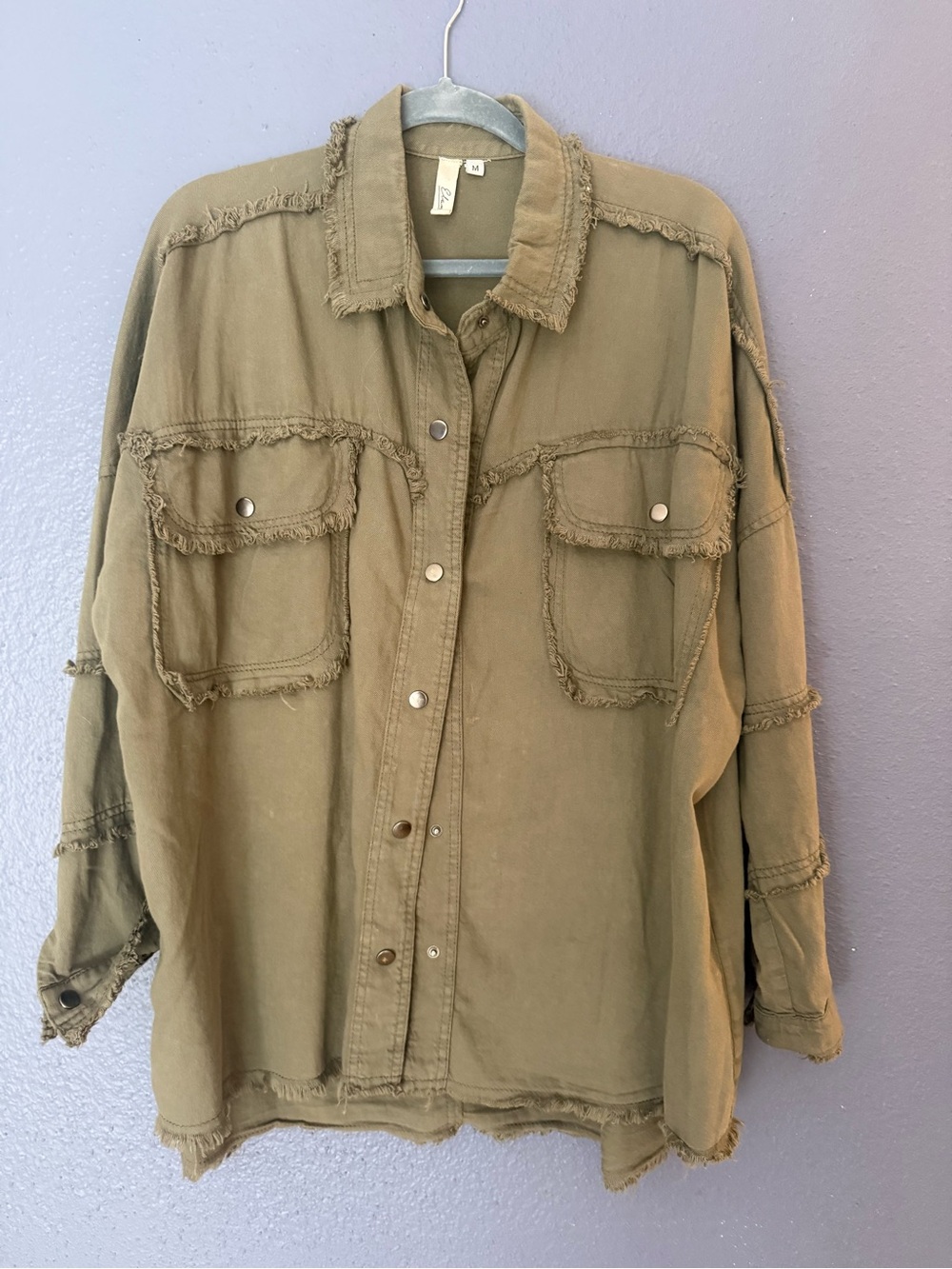 Elan Olive Green Rock and Roll oversized Jacket or shirt - Picture 3 of 7